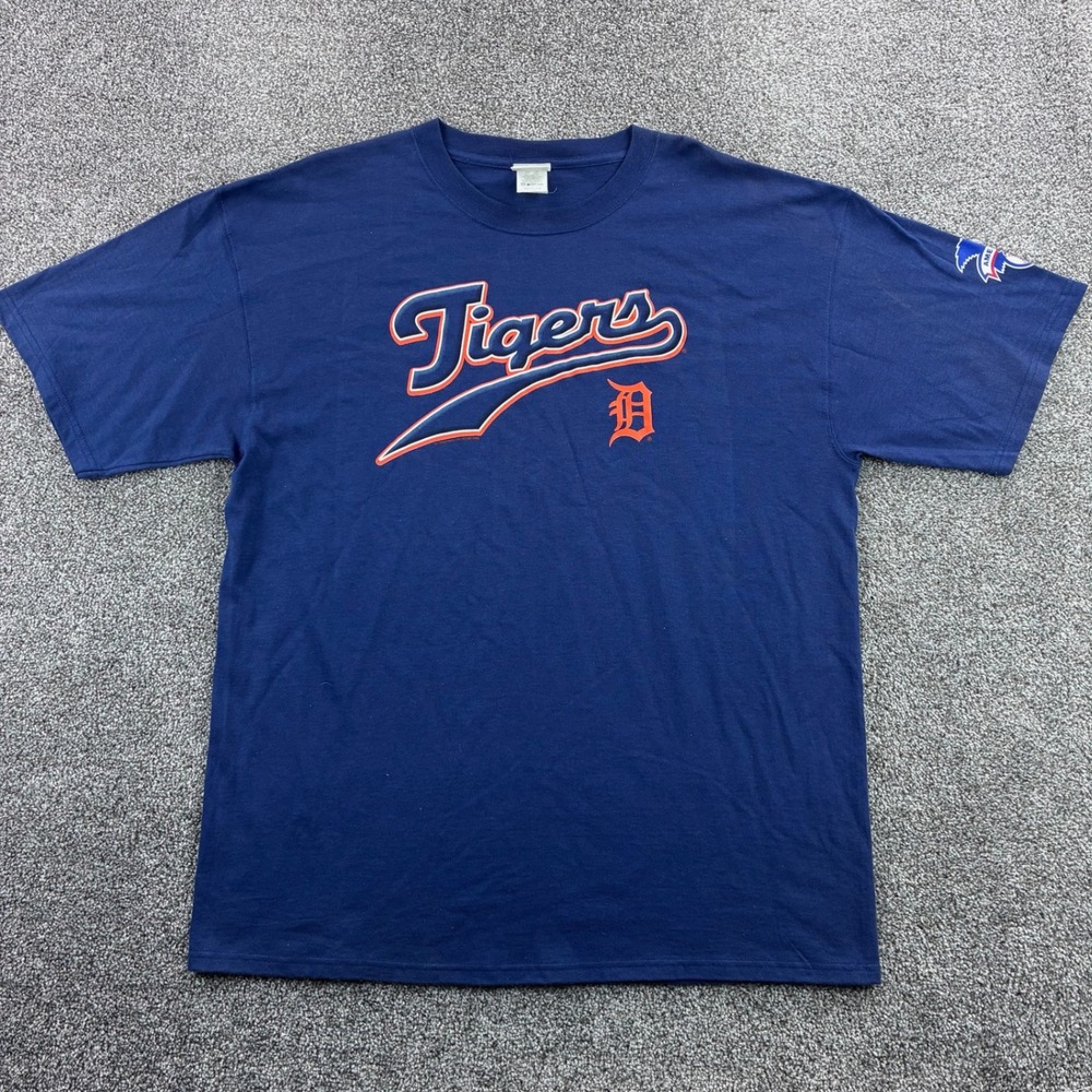 Vintage Detroit Tigers Shirt Men XL Navy Blue Cotton MLB Baseball Lee Sport